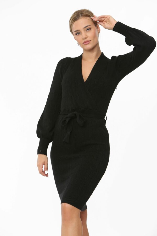 Cable Knitted Design Belted Midi Dress - 12.1 - 1