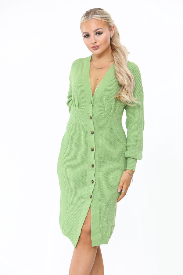 Knitted Button Down Midi Dress - 7.7 - 1