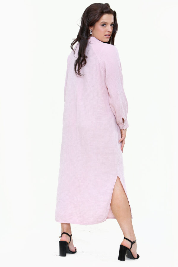 Textured Oversized Midi Shirt Dress - 17 Pink (4)